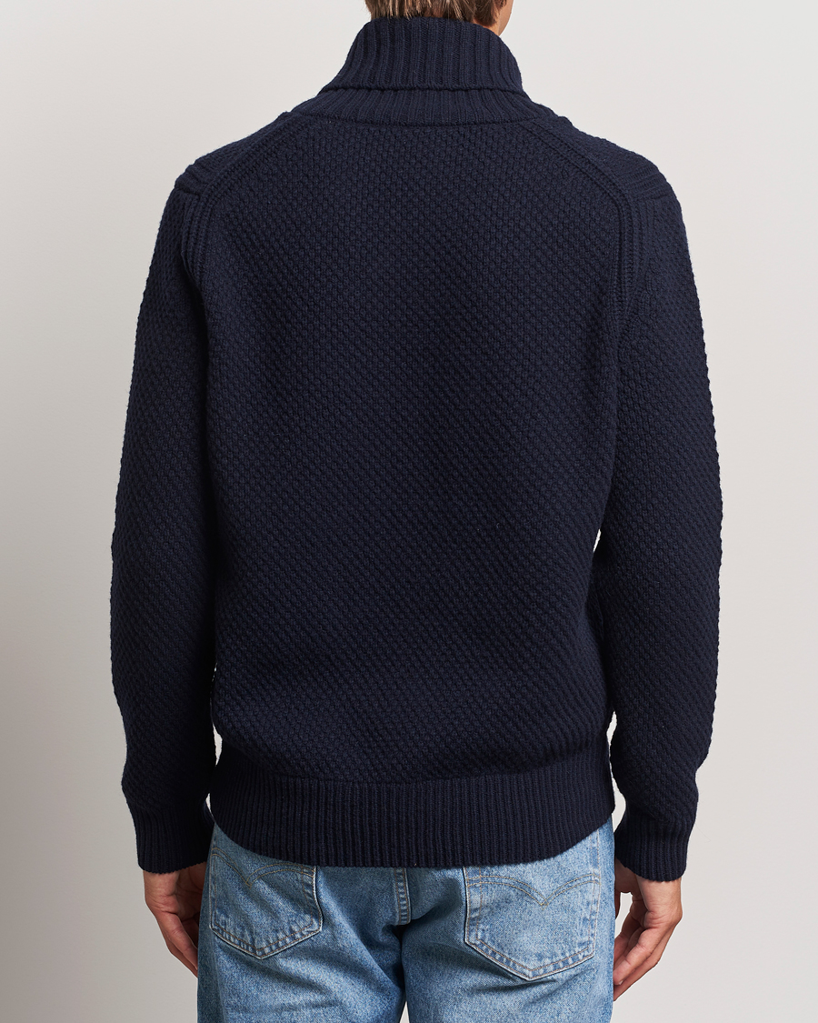 Mies | Puserot | BOSS ORANGE | Amadon Knitted Shawl Collar Sweater Dark Blue
