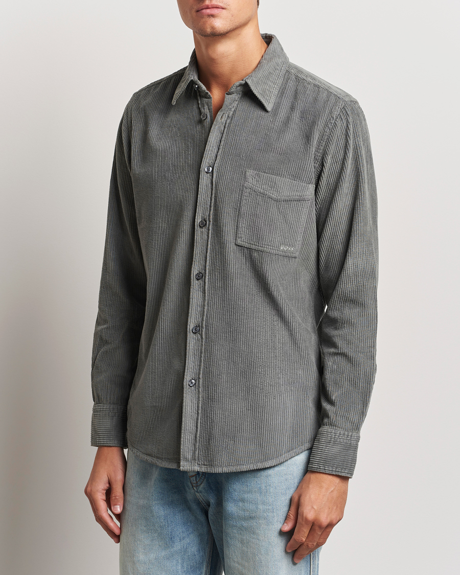 Mies | Kauluspaidat | BOSS ORANGE | Relegant Corduroy Shirt Open Grey