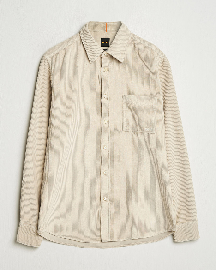 Mies | Kauluspaidat | BOSS ORANGE | Relegant Corduroy Shirt Light Beige