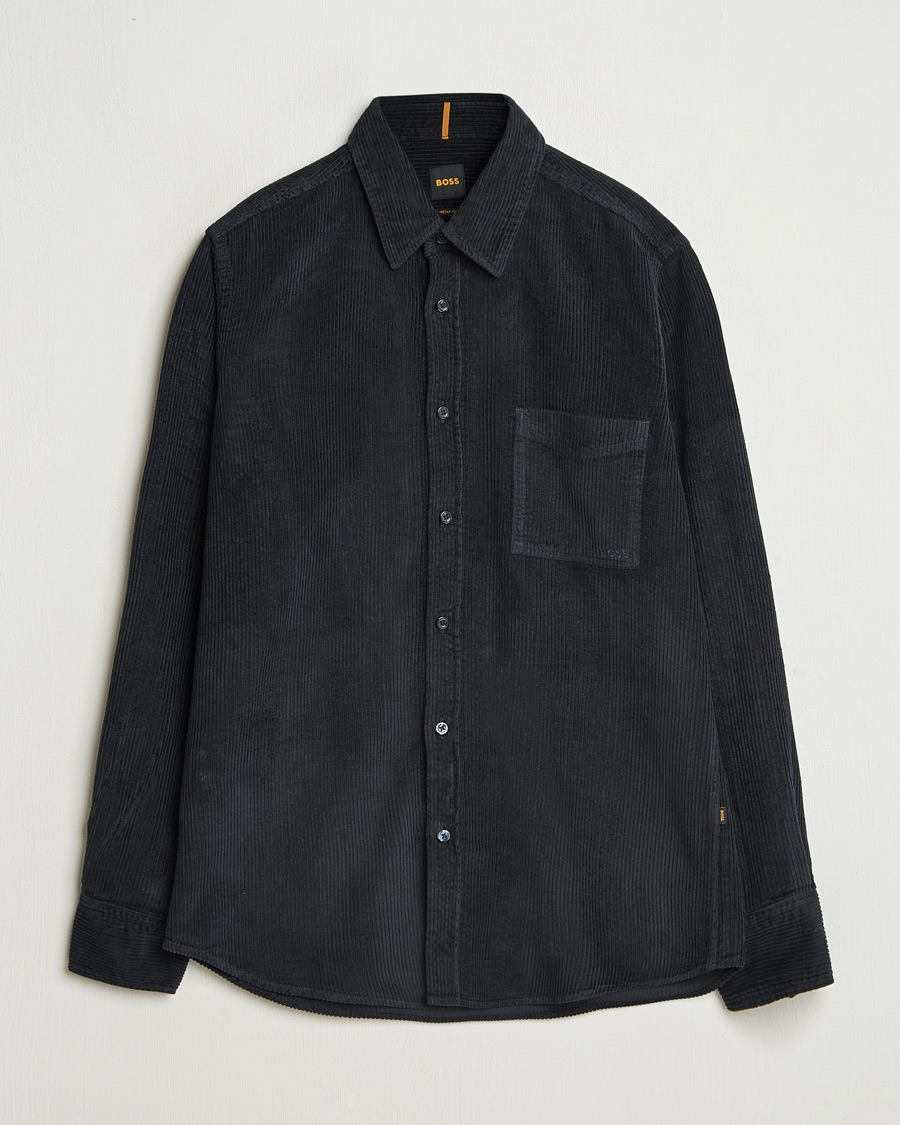 Mies | Kauluspaidat | BOSS ORANGE | Relegant Corduroy Shirt Dark Blue