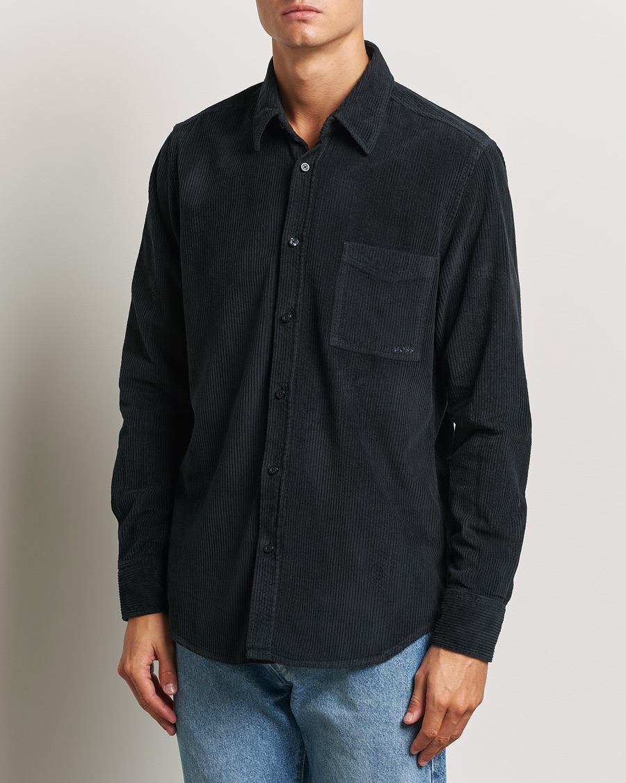 Mies | Kauluspaidat | BOSS ORANGE | Relegant Corduroy Shirt Dark Blue