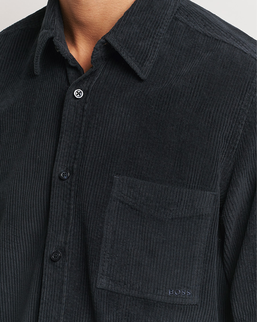 Mies | Kauluspaidat | BOSS ORANGE | Relegant Corduroy Shirt Dark Blue