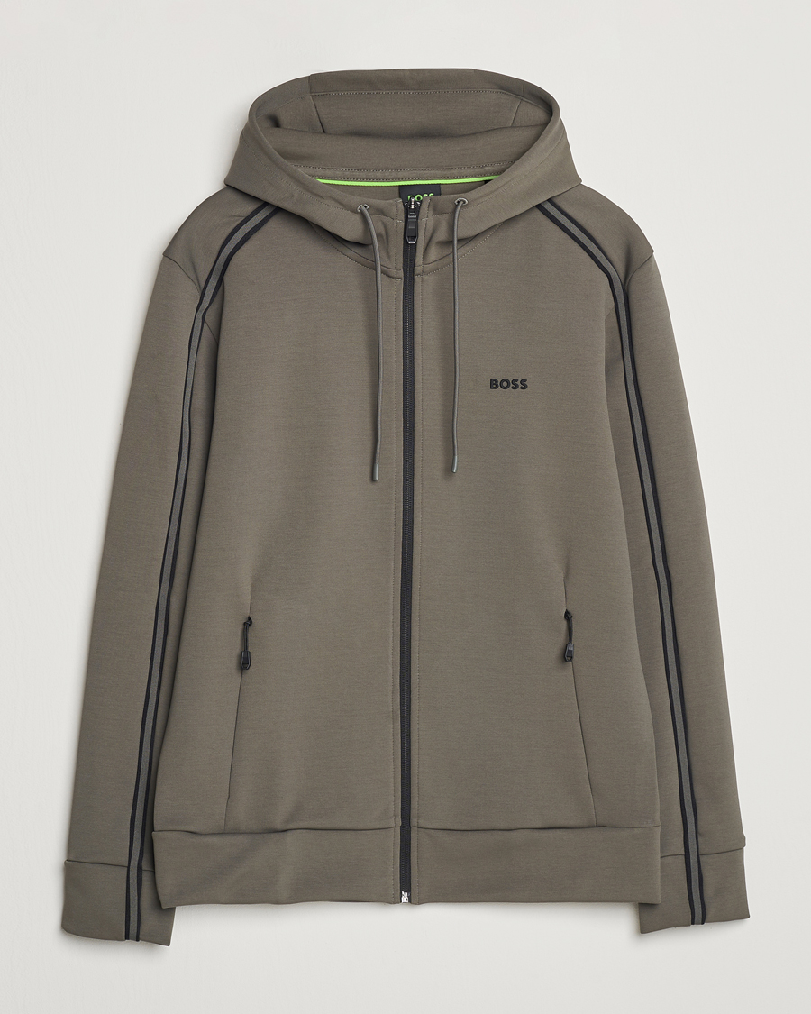 Mies | Puserot | BOSS GREEN | Saggy Full Zip Hoodie Light Grey