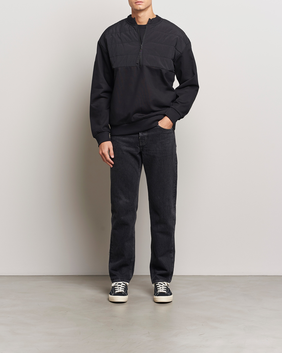 Mies | Puserot | HUGO | Detechsom Hybrid Half Zip Black