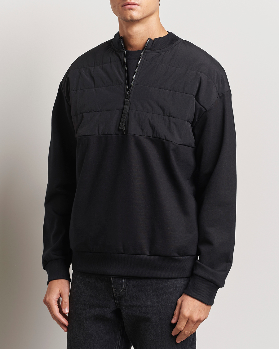 Mies | Puserot | HUGO | Detechsom Hybrid Half Zip Black