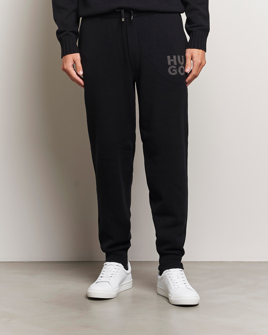 Mies | Housut | HUGO | San Steero Wool Knitted Joggers Black