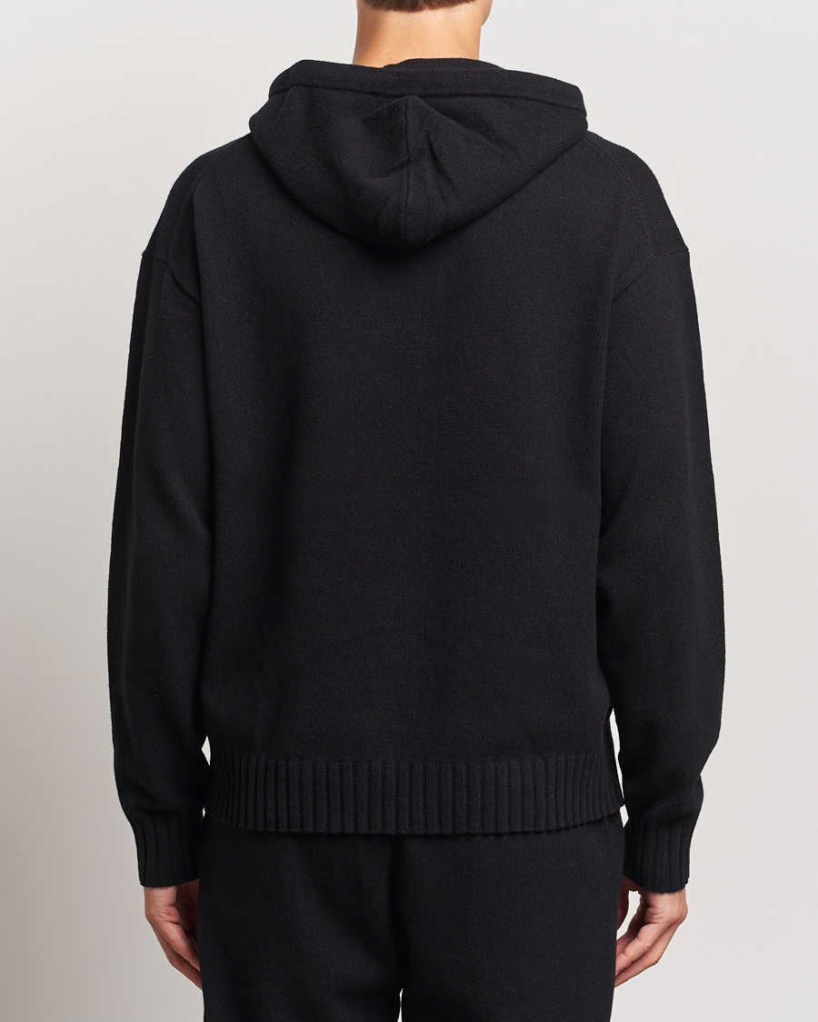 Mies | Puserot | HUGO | San Henry Wool Knitted Hoodie Black