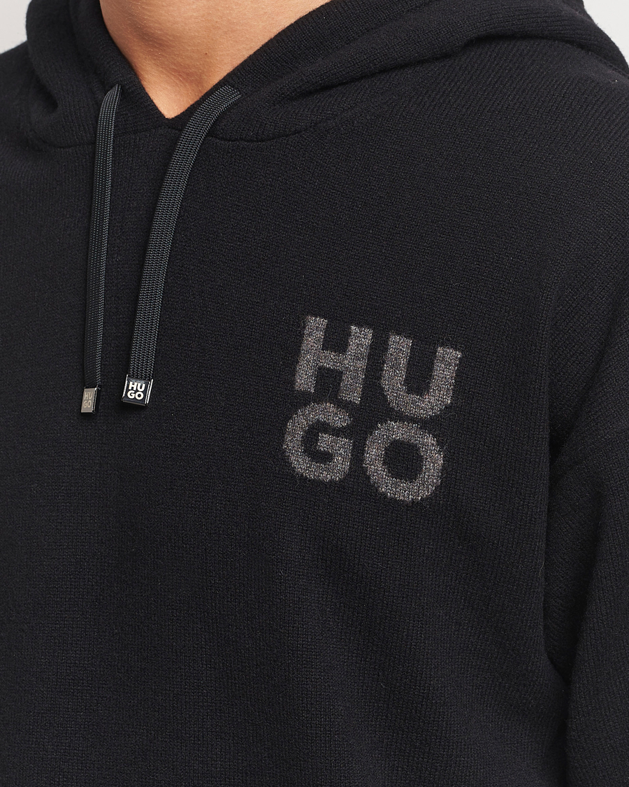Mies | Puserot | HUGO | San Henry Wool Knitted Hoodie Black