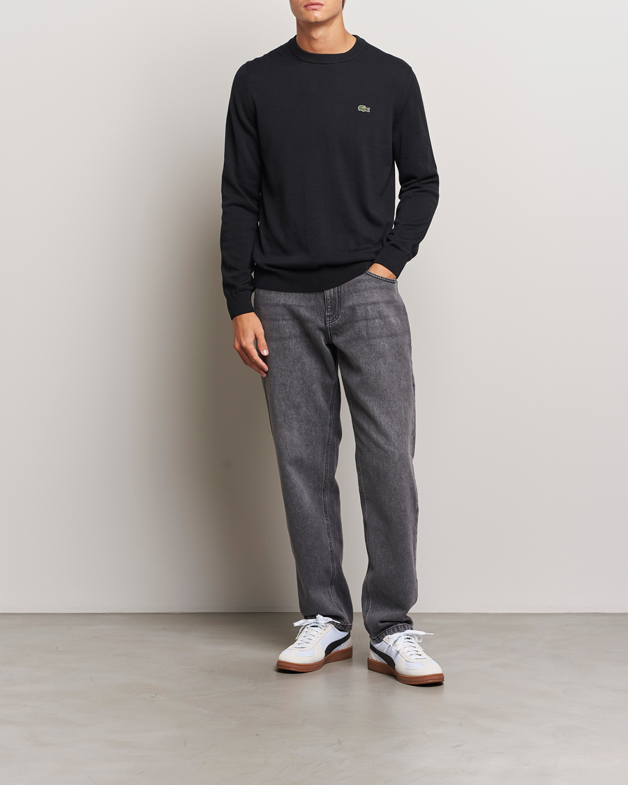 Mies | Puserot | Lacoste | Cotton Knitted Sweater Black