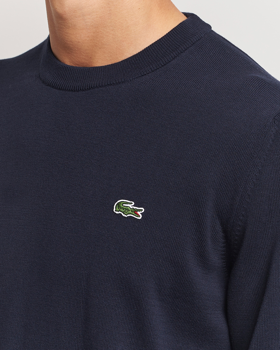 Mies | Puserot | Lacoste | Cotton Knitted Sweater Navy Blue