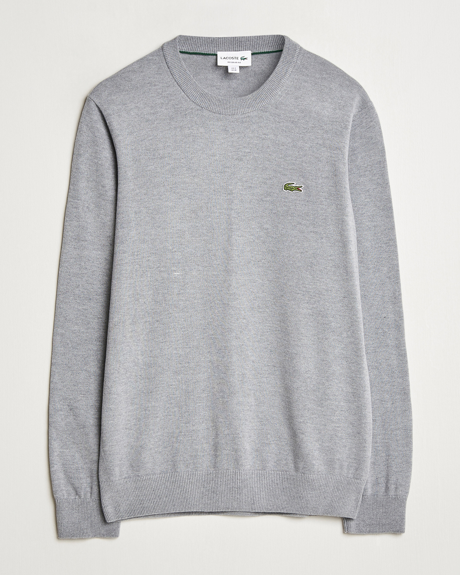 Mies | Puserot | Lacoste | Cotton Knitted Sweater Silver Chine