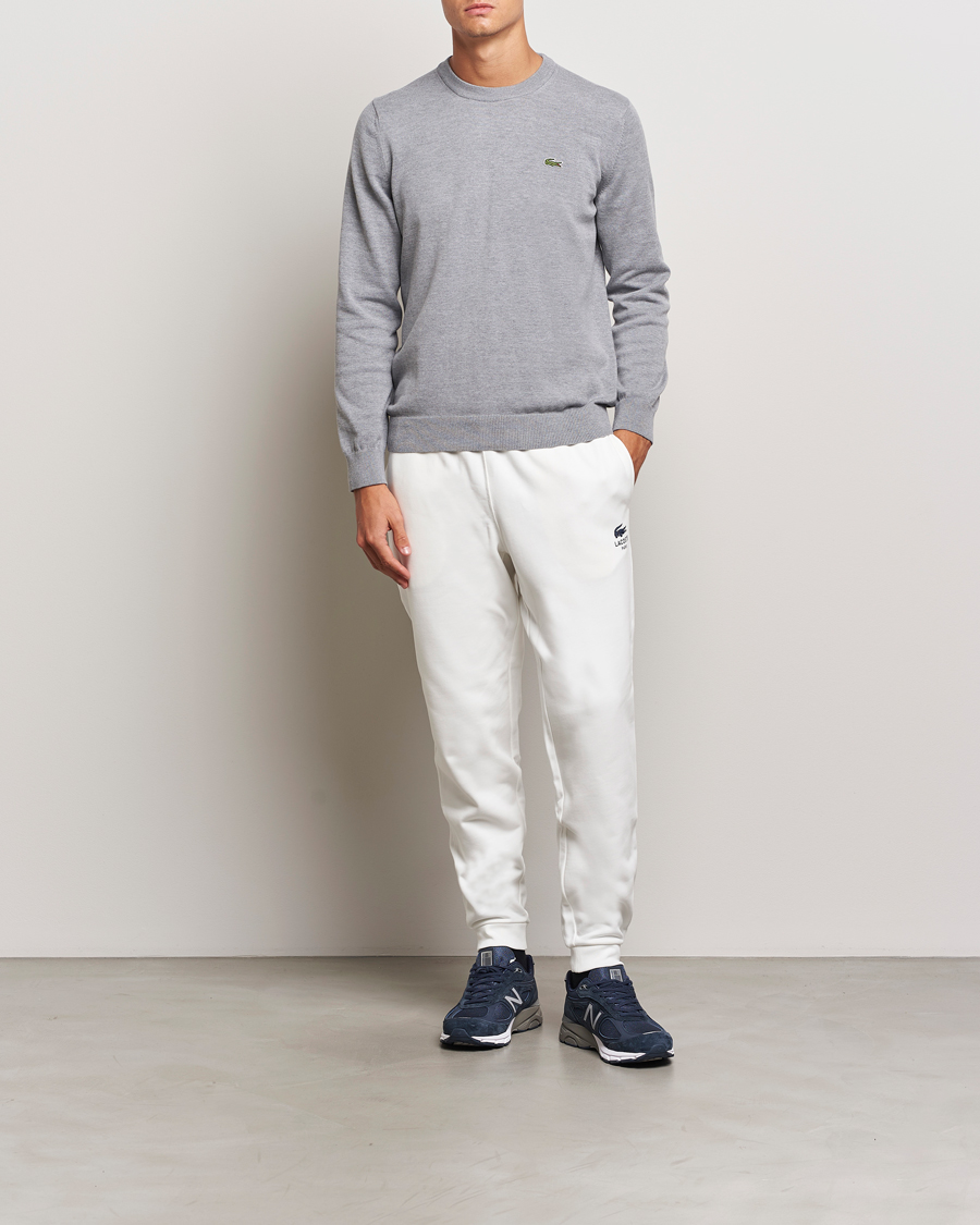 Mies | Puserot | Lacoste | Cotton Knitted Sweater Silver Chine
