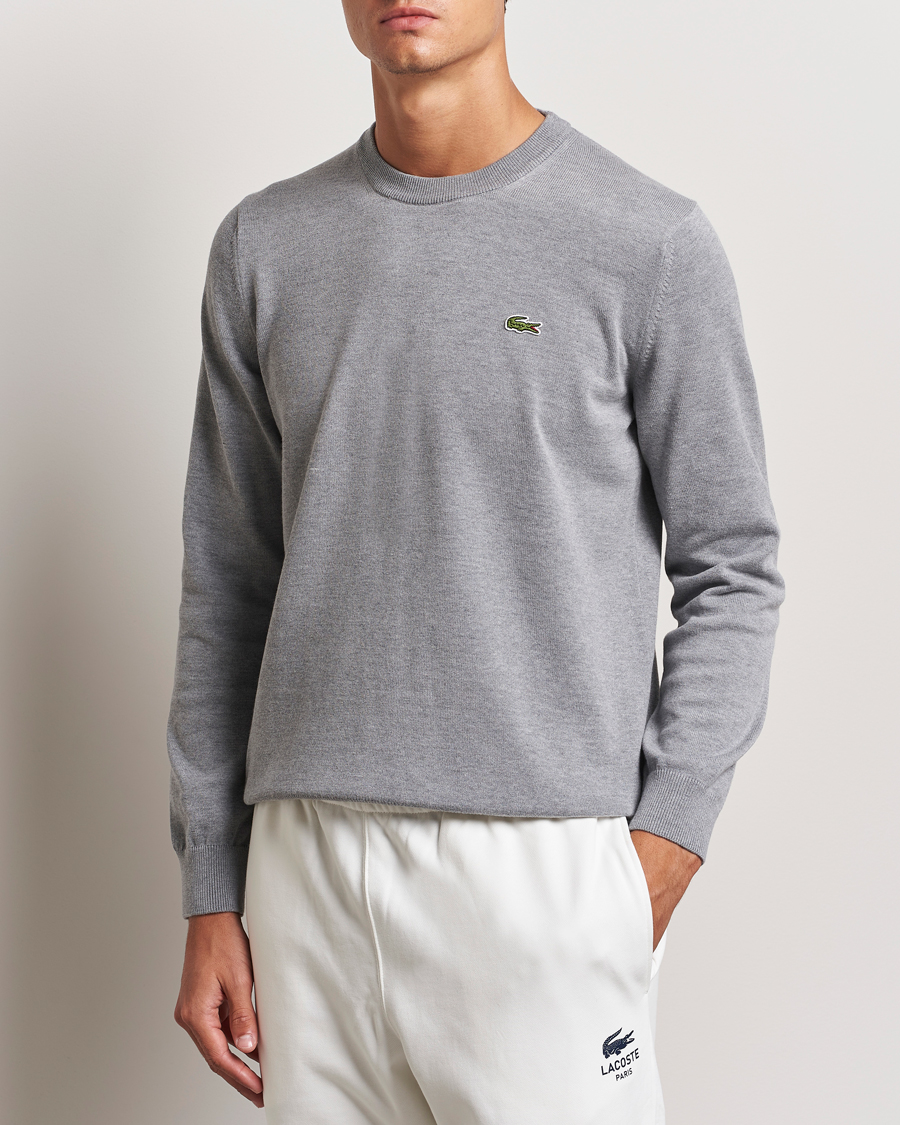 Mies | Puserot | Lacoste | Cotton Knitted Sweater Silver Chine