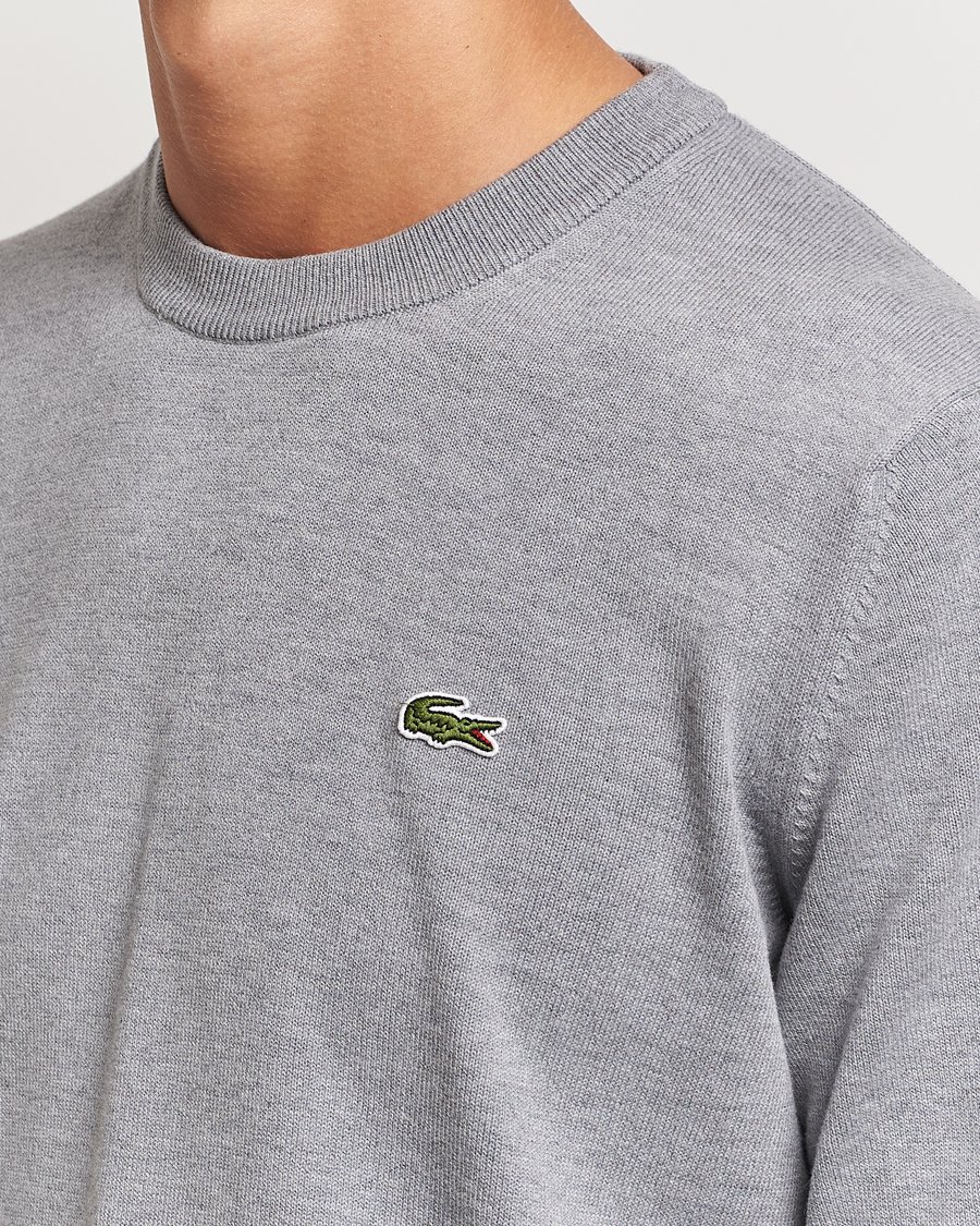 Mies | Puserot | Lacoste | Cotton Knitted Sweater Silver Chine