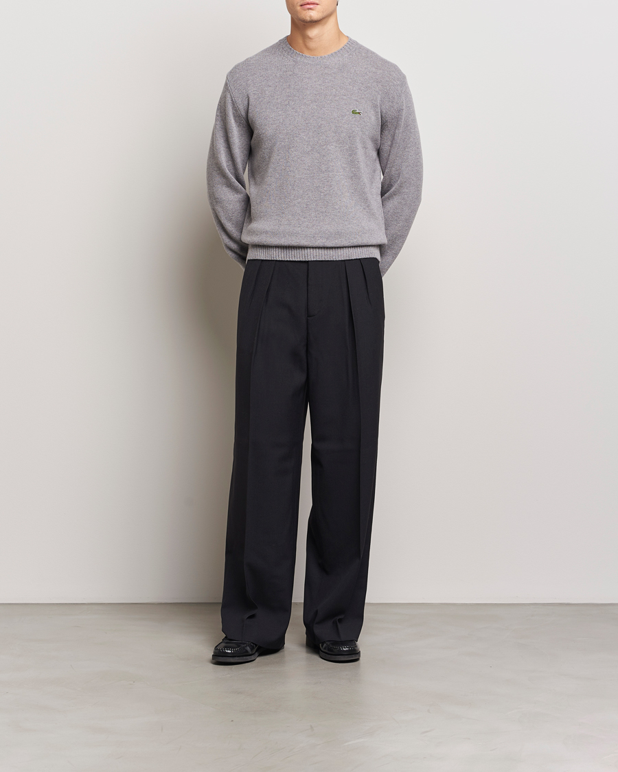 Mies | Puserot | Lacoste | Carded Wool Crew Neck Silver Chine