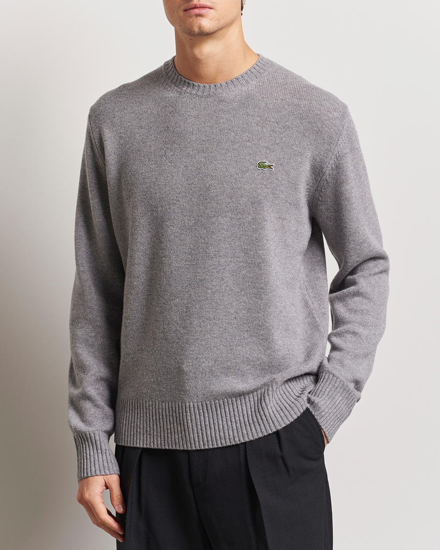Mies | Puserot | Lacoste | Carded Wool Crew Neck Silver Chine