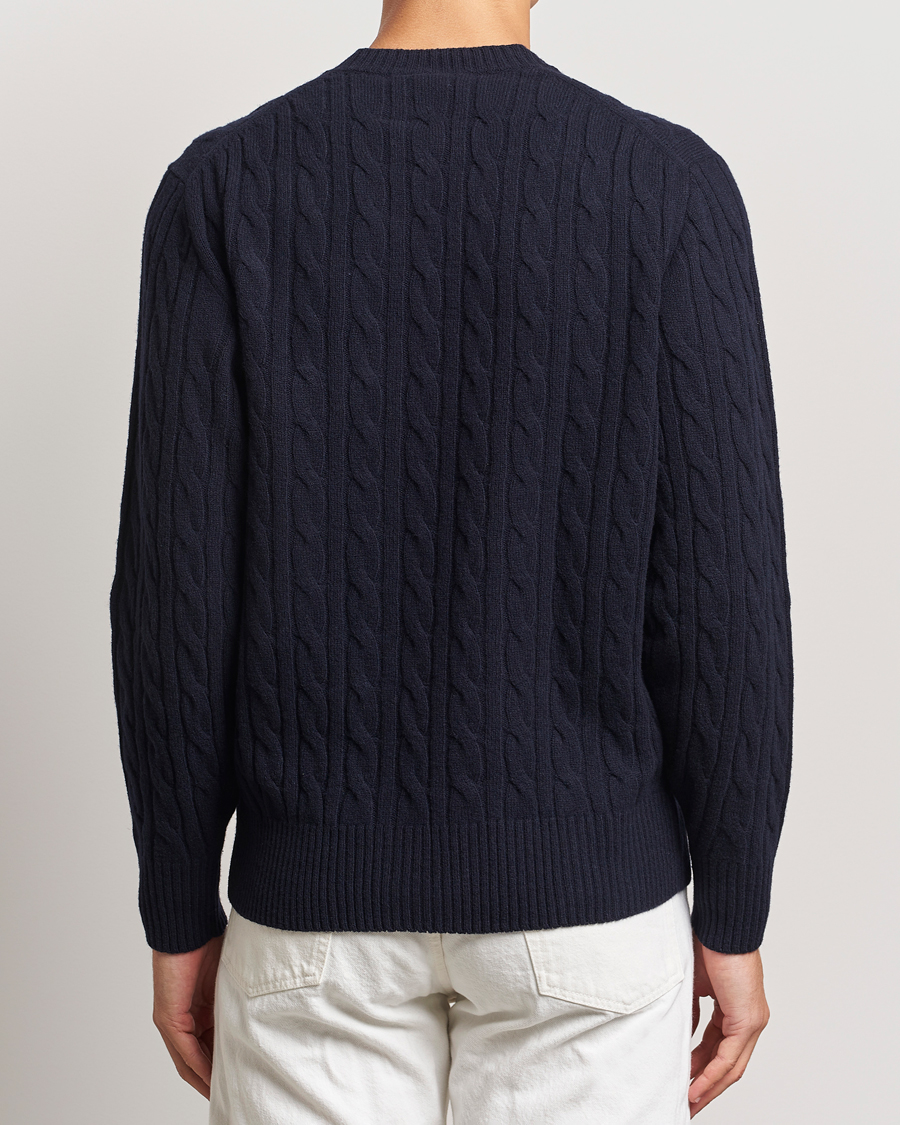 Mies | Puserot | Lacoste | Carded Wool Cable Crew Neck Navy