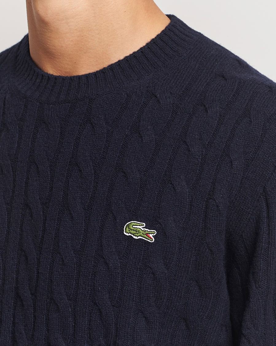 Mies | Puserot | Lacoste | Carded Wool Cable Crew Neck Navy