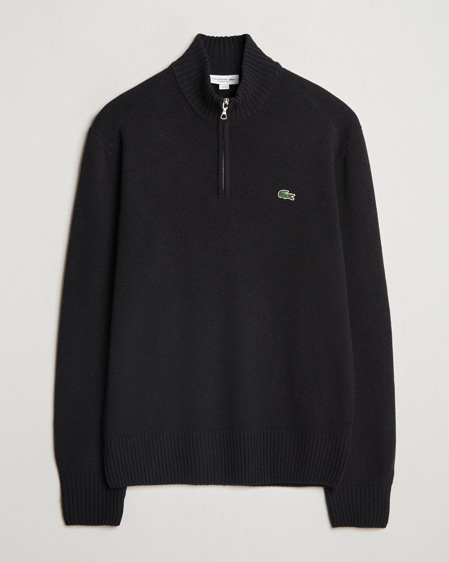Mies | Puserot | Lacoste | Carded Wool Half Zip Black