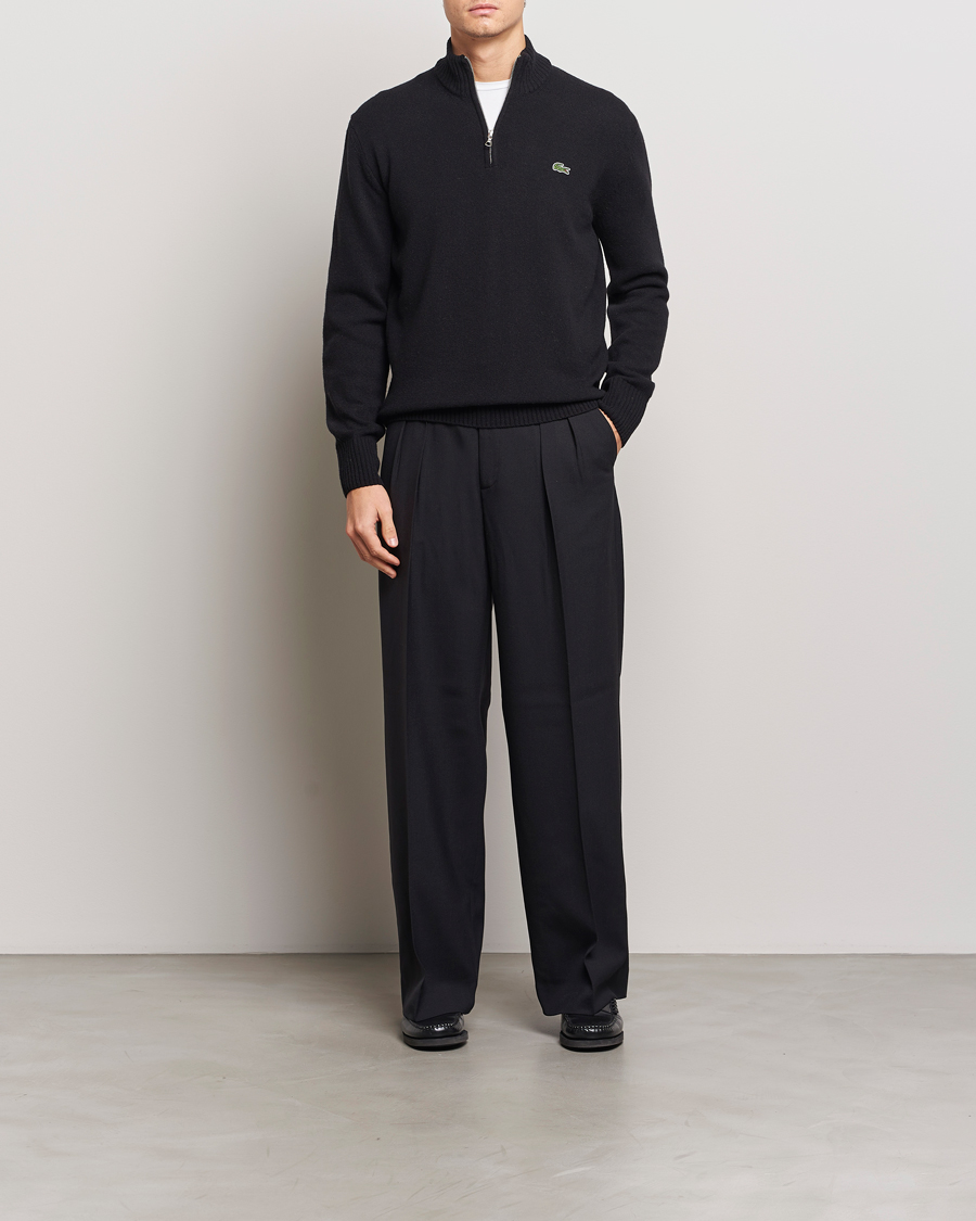 Mies | Puserot | Lacoste | Carded Wool Half Zip Black
