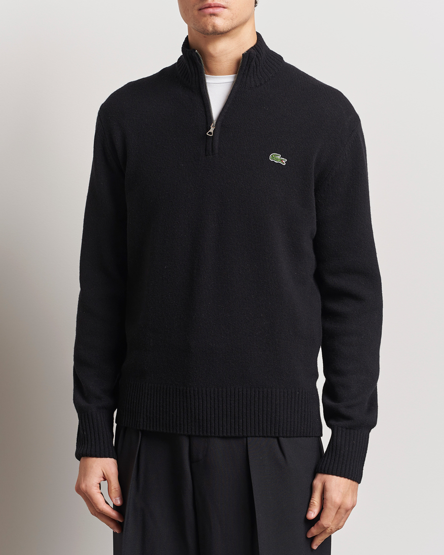 Mies | Puserot | Lacoste | Carded Wool Half Zip Black