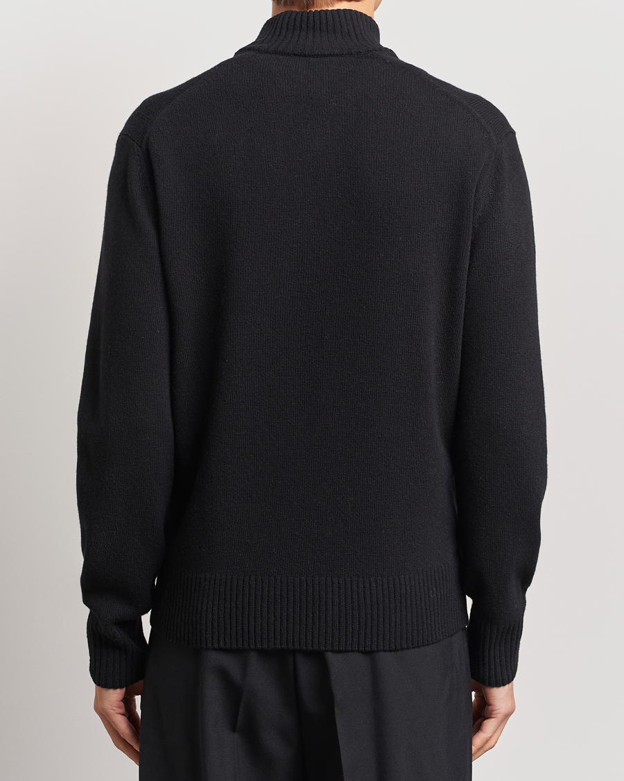 Mies | Puserot | Lacoste | Carded Wool Half Zip Black