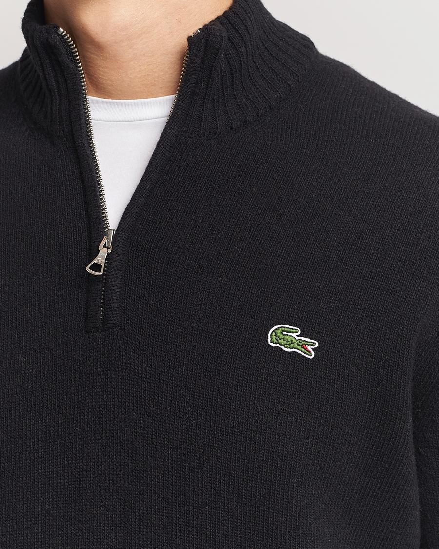 Mies | Puserot | Lacoste | Carded Wool Half Zip Black