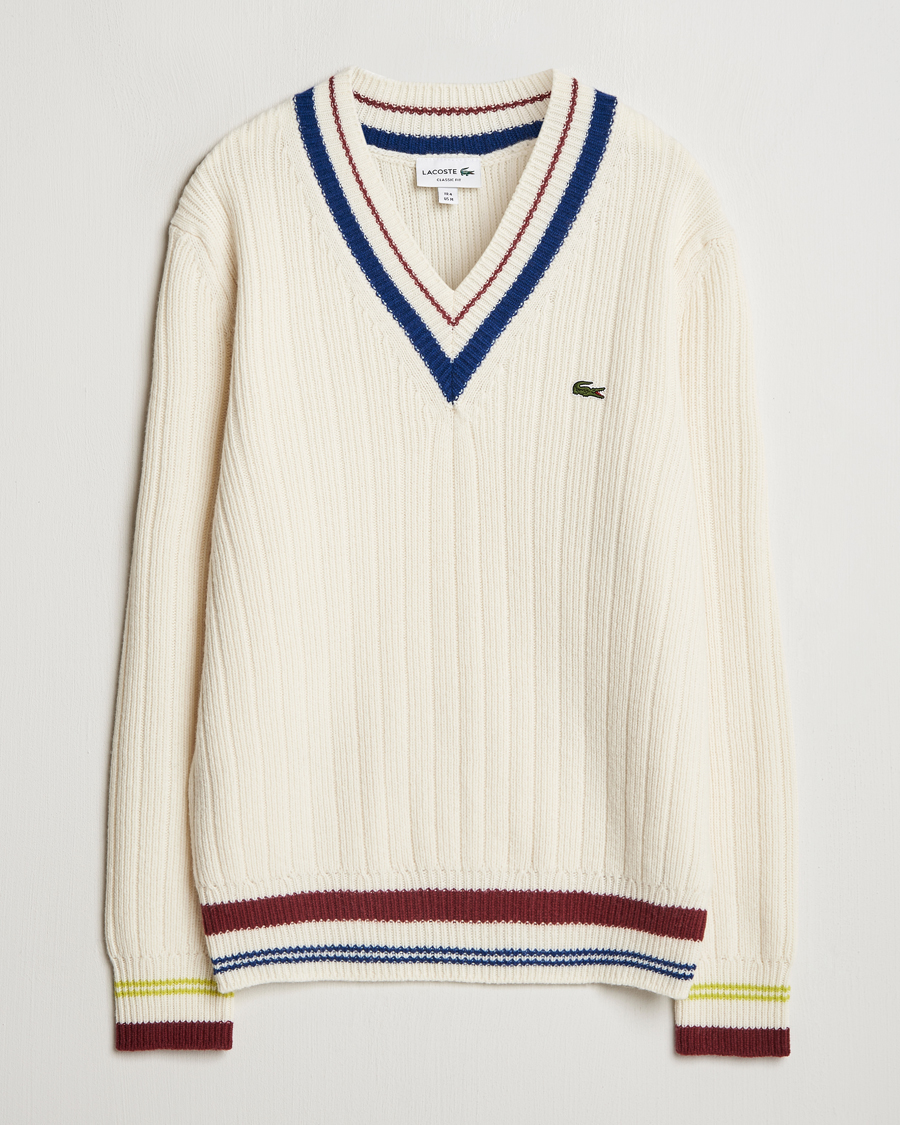 Mies | Puserot | Lacoste | Retro Tennis Wool V-Neck Lapland
