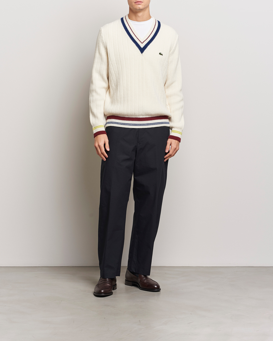 Mies | Puserot | Lacoste | Retro Tennis Wool V-Neck Lapland