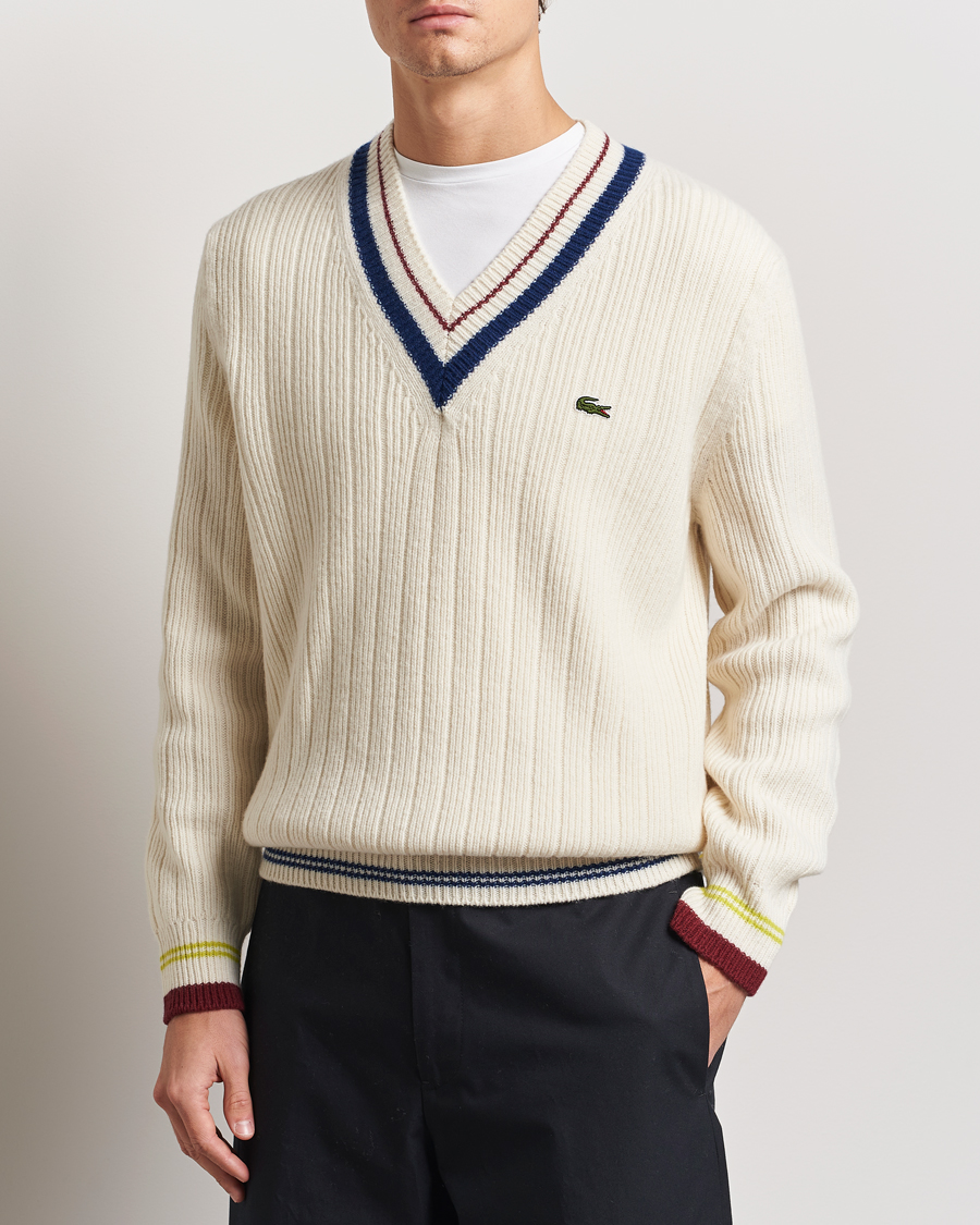 Mies | Puserot | Lacoste | Retro Tennis Wool V-Neck Lapland