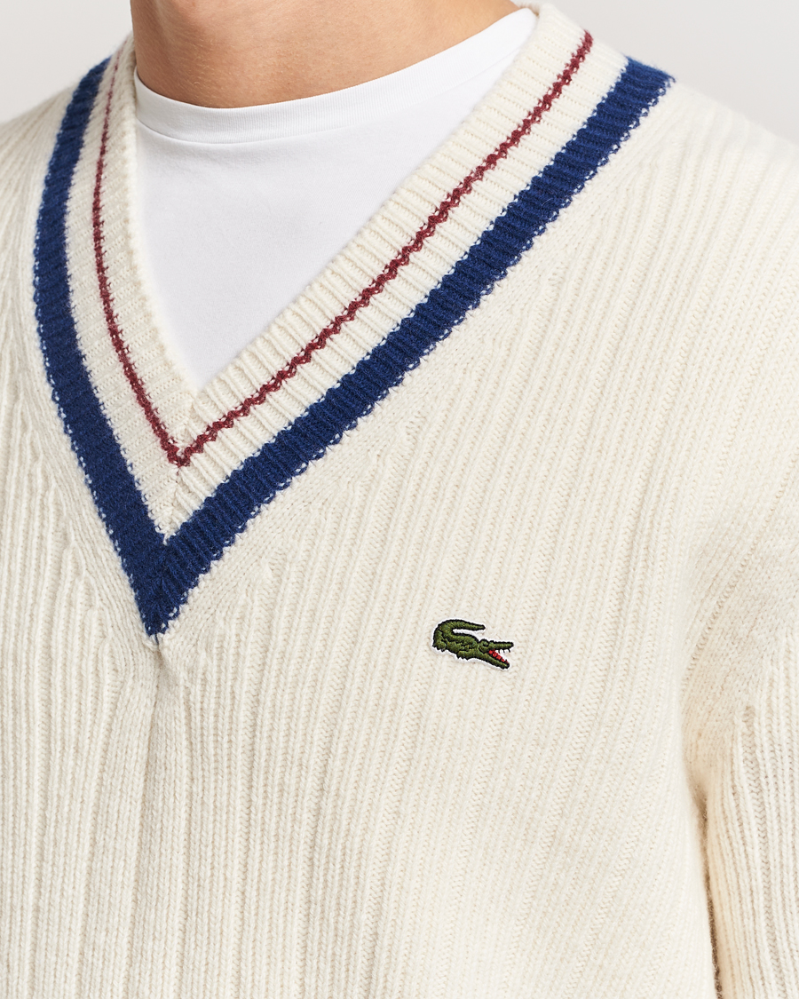 Mies | Puserot | Lacoste | Retro Tennis Wool V-Neck Lapland