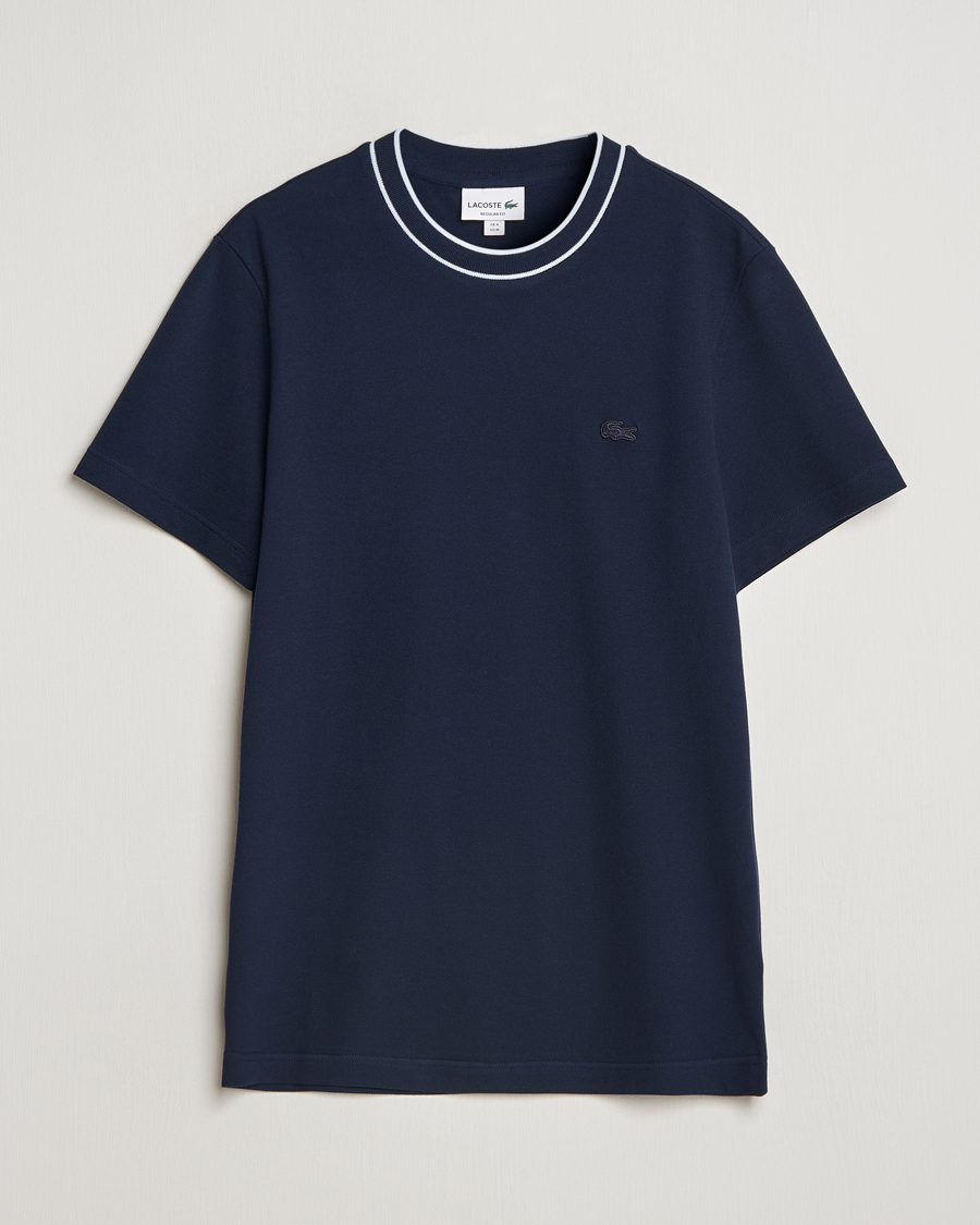 Mies | T-paidat | Lacoste | Contrast Rib Piqué T-Shirt Navy Blue