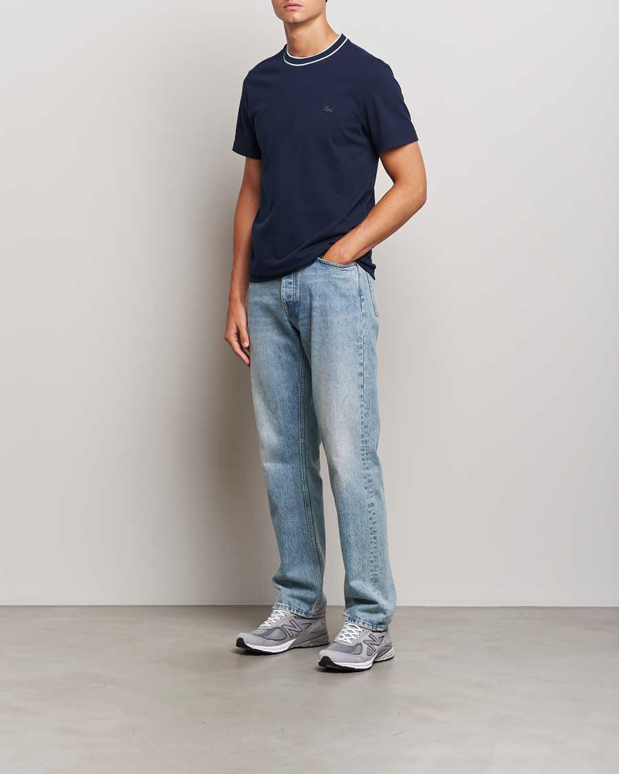 Mies | T-paidat | Lacoste | Contrast Rib Piqué T-Shirt Navy Blue