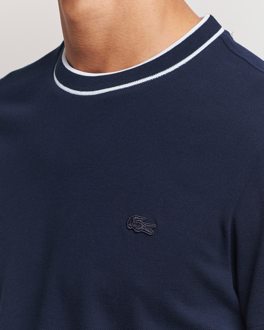 Mies | T-paidat | Lacoste | Contrast Rib Piqué T-Shirt Navy Blue