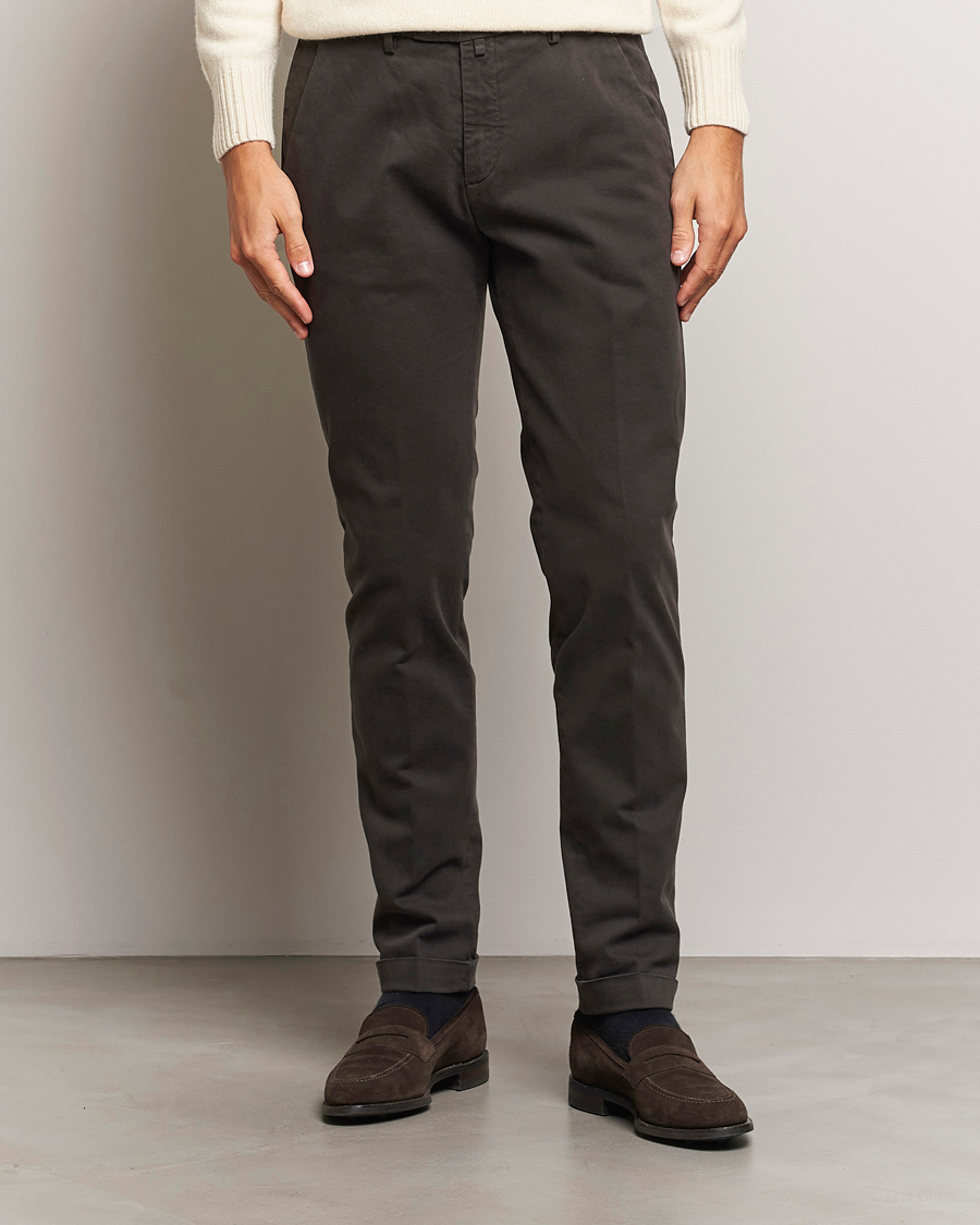 Mies | Housut | Briglia 1949 | Slim Fit Cotton Stretch Chino Dark Brown