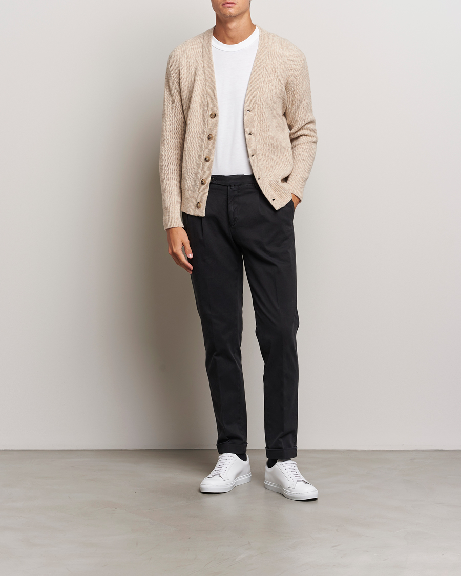 Mies | Housut | Briglia 1949 | Easy Fit Pleated Cotton Stretch Chino Black