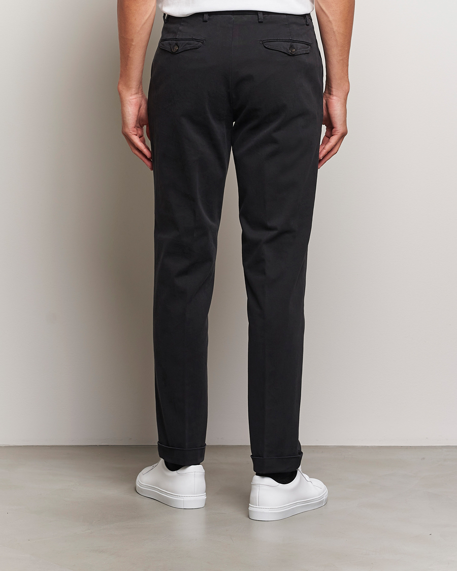 Mies | Housut | Briglia 1949 | Easy Fit Pleated Cotton Stretch Chino Black
