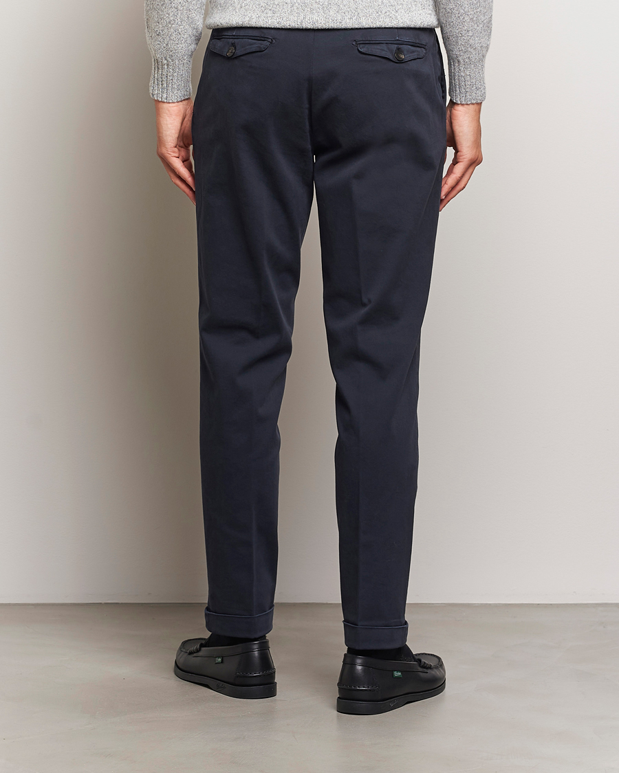 Mies | Housut | Briglia 1949 | Easy Fit Pleated Cotton Stretch Chino Navy