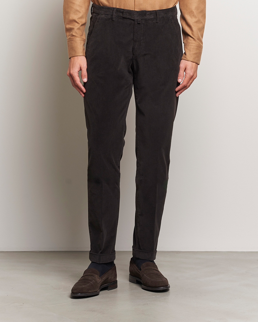 Mies | Housut | Briglia 1949 | Slim Fit Corduroy Trousers Dark Brown