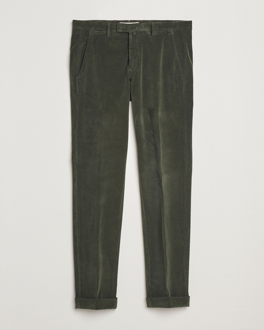 Mies | Housut | Briglia 1949 | Slim Fit Corduroy Trousers Dark Green