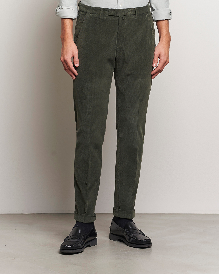 Mies | Housut | Briglia 1949 | Slim Fit Corduroy Trousers Dark Green
