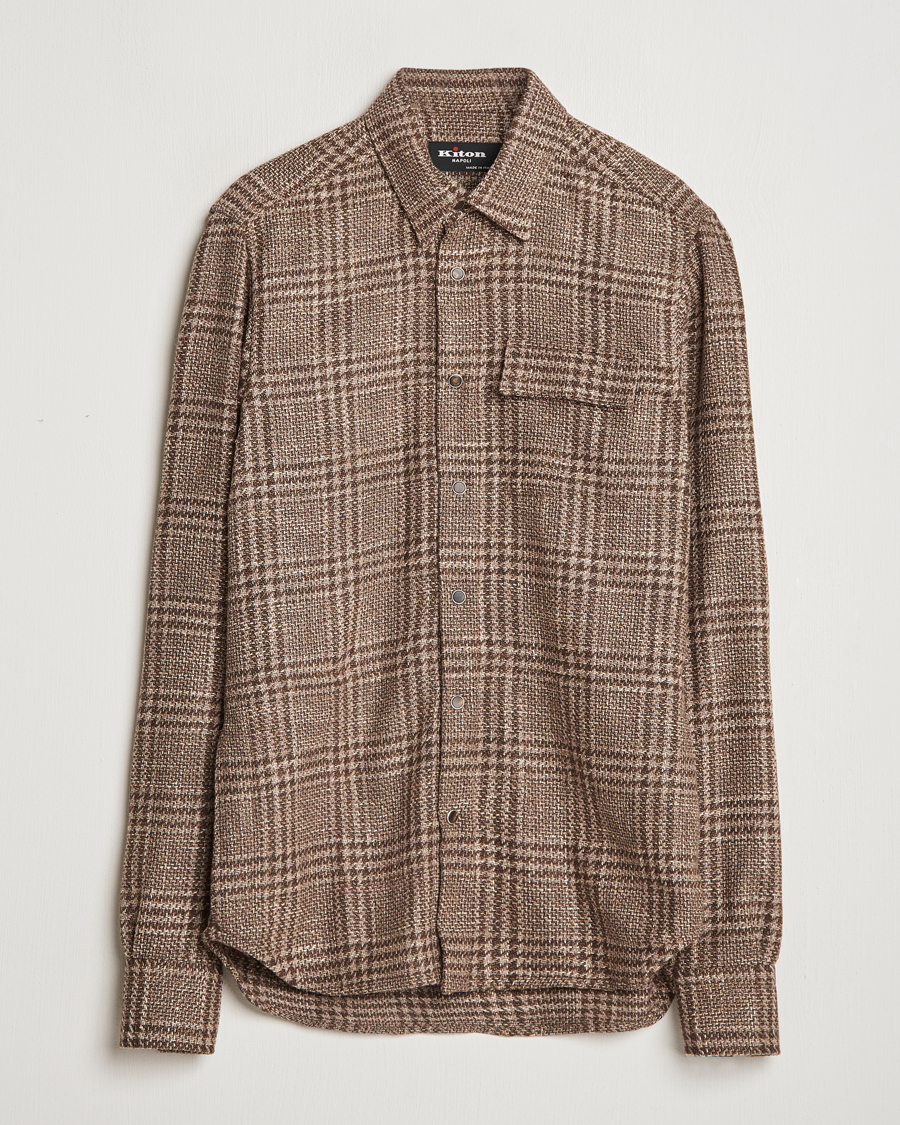 Mies | Kauluspaidat | Kiton | Wool Check Overshirt Brown Check