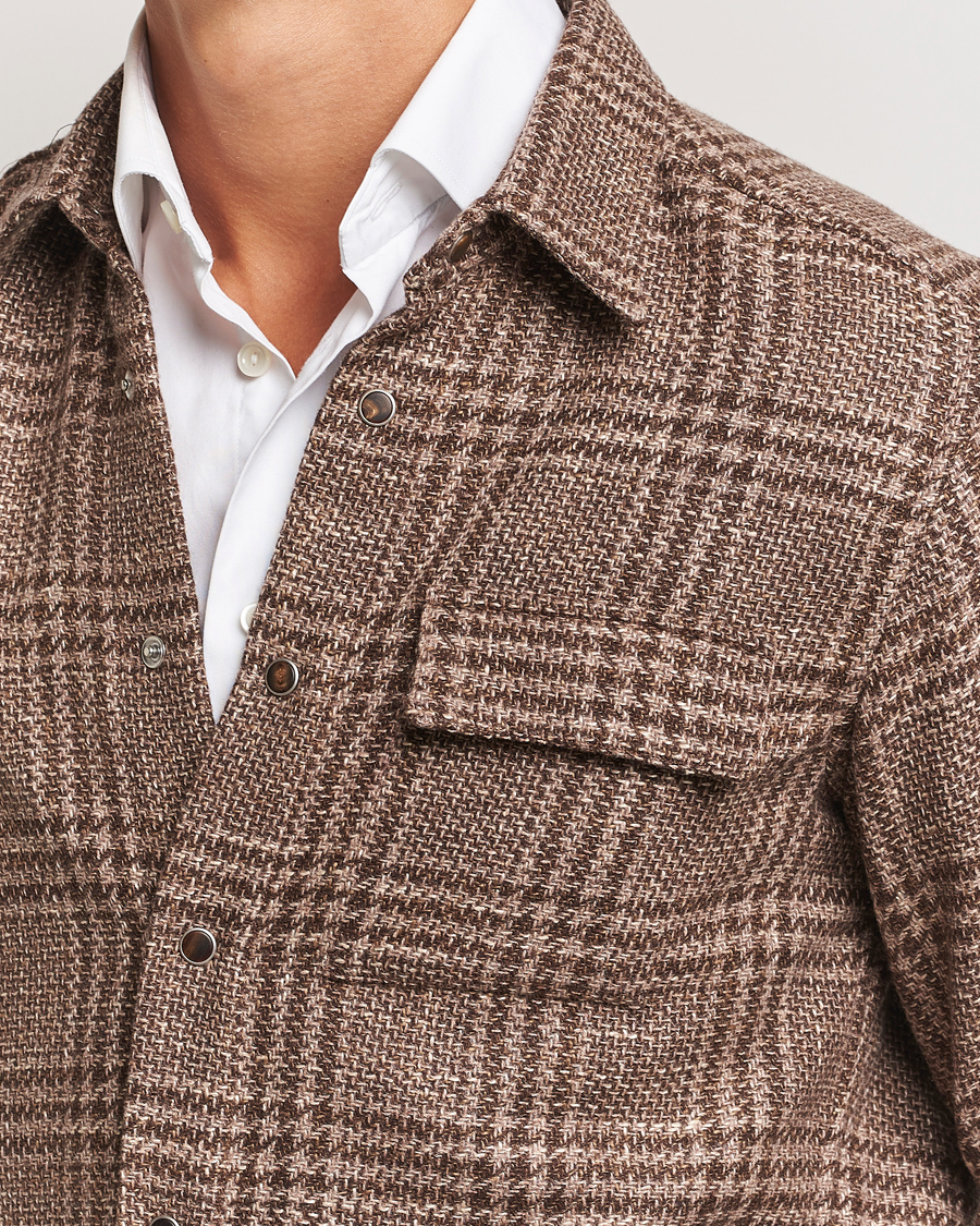 Mies | Kauluspaidat | Kiton | Wool Check Overshirt Brown Check