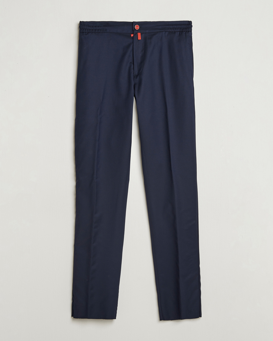 Mies | Housut | Kiton | Wool Stretch Drawstring Trousers Navy
