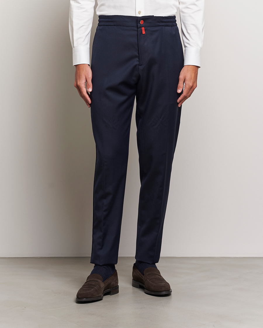 Mies | Housut | Kiton | Wool Stretch Drawstring Trousers Navy
