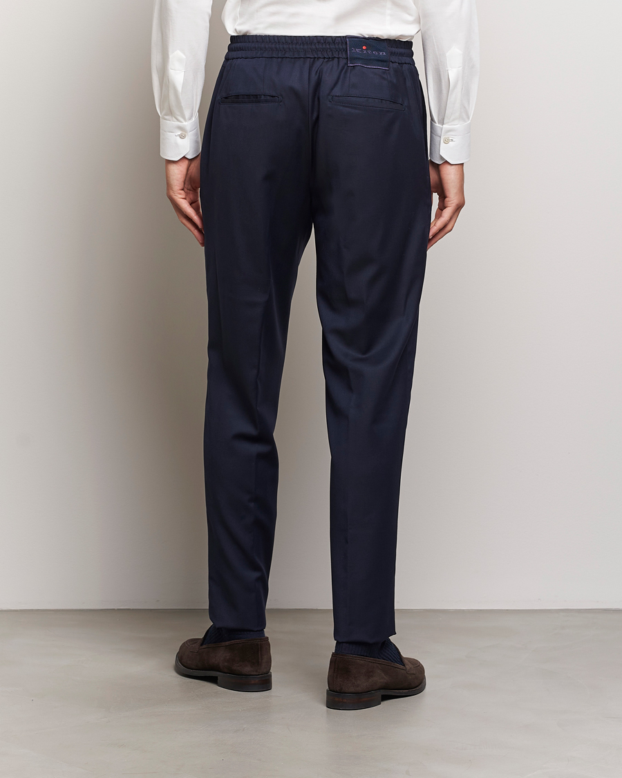 Mies | Housut | Kiton | Wool Stretch Drawstring Trousers Navy