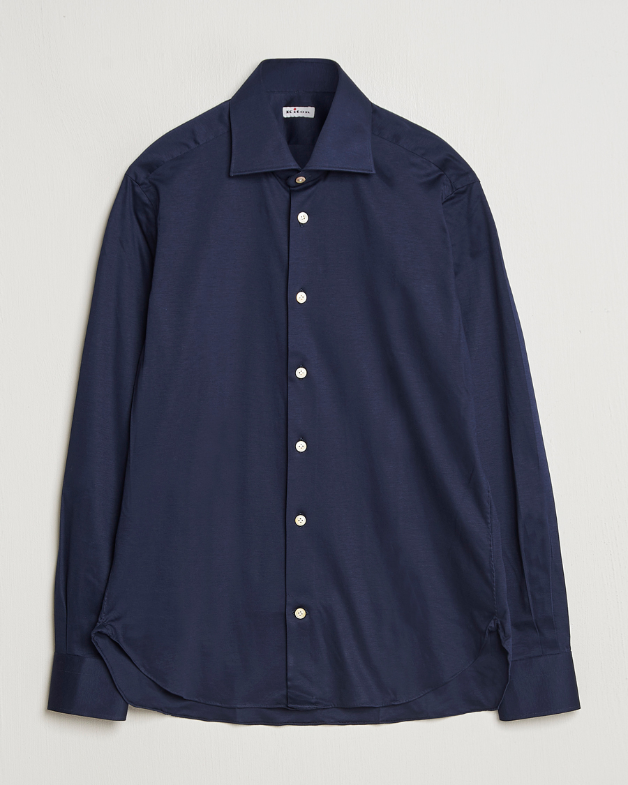 Mies | Kauluspaidat | Kiton | Cotton Jersey Shirt Navy