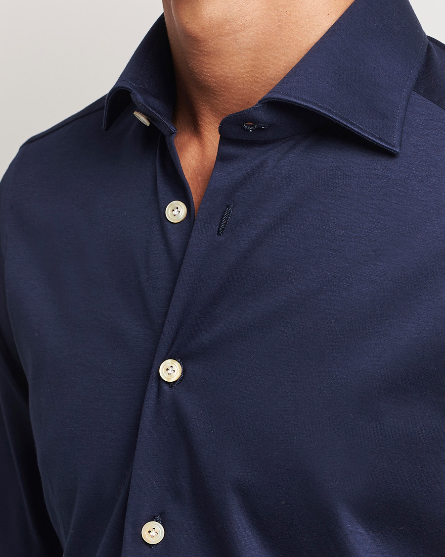 Mies | Kauluspaidat | Kiton | Cotton Jersey Shirt Navy