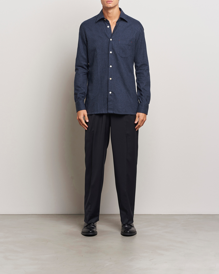 Mies | Kauluspaidat | Kiton | Soft Flannel Sport Shirt Navy