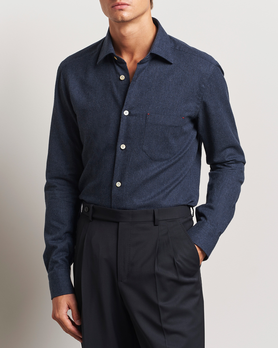 Mies | Kauluspaidat | Kiton | Soft Flannel Sport Shirt Navy
